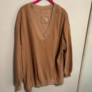 Tan V-Neck Sweatshirt by Aerie medium